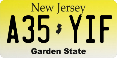 NJ license plate A35YIF