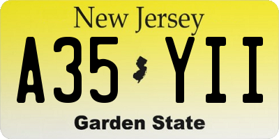 NJ license plate A35YII