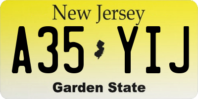 NJ license plate A35YIJ