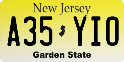 NJ license plate A35YIO