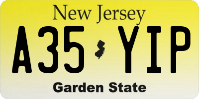 NJ license plate A35YIP