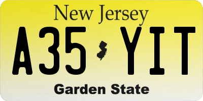 NJ license plate A35YIT