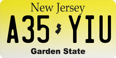 NJ license plate A35YIU