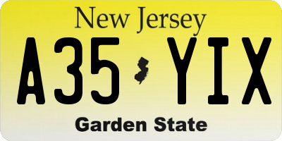 NJ license plate A35YIX
