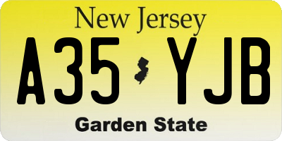 NJ license plate A35YJB