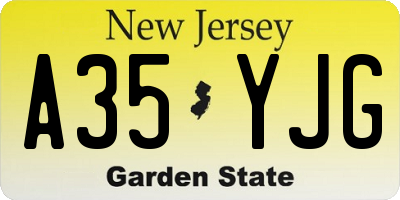 NJ license plate A35YJG