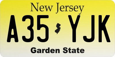 NJ license plate A35YJK