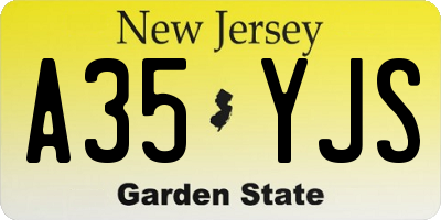 NJ license plate A35YJS