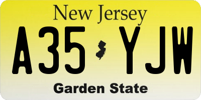 NJ license plate A35YJW