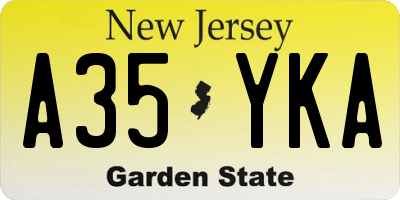 NJ license plate A35YKA
