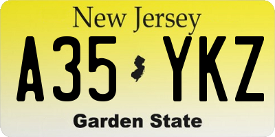 NJ license plate A35YKZ