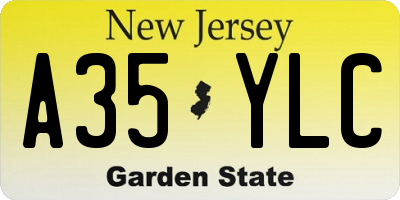 NJ license plate A35YLC