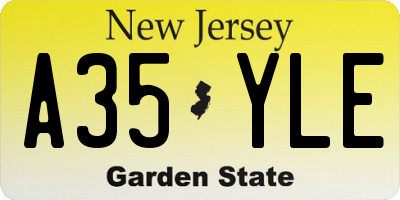 NJ license plate A35YLE