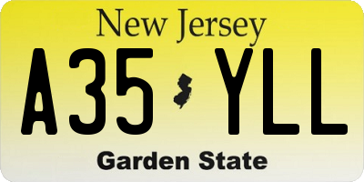 NJ license plate A35YLL