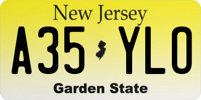 NJ license plate A35YLO
