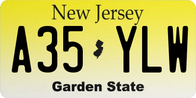 NJ license plate A35YLW