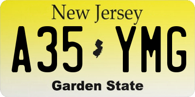 NJ license plate A35YMG