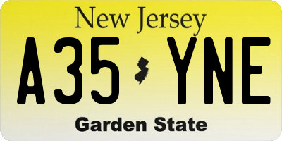 NJ license plate A35YNE