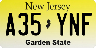 NJ license plate A35YNF
