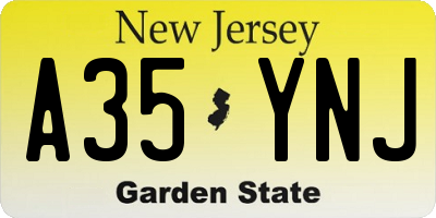 NJ license plate A35YNJ