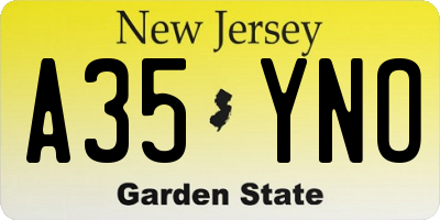 NJ license plate A35YNO