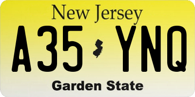 NJ license plate A35YNQ
