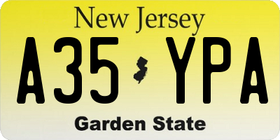 NJ license plate A35YPA
