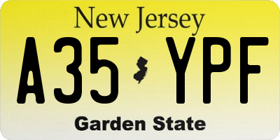 NJ license plate A35YPF
