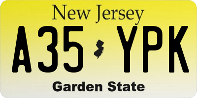 NJ license plate A35YPK