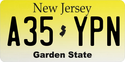NJ license plate A35YPN