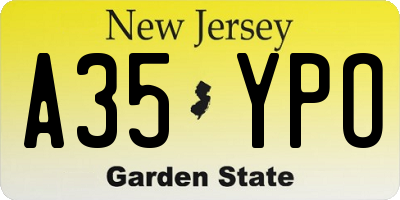NJ license plate A35YPO