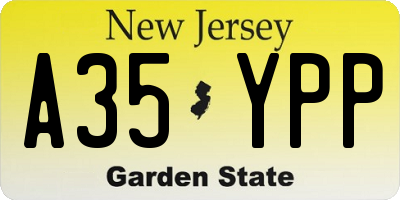 NJ license plate A35YPP