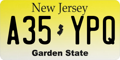 NJ license plate A35YPQ