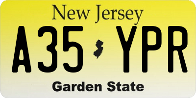 NJ license plate A35YPR