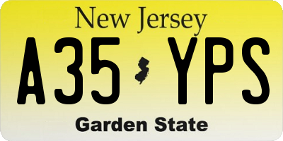 NJ license plate A35YPS
