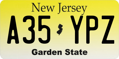 NJ license plate A35YPZ