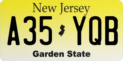 NJ license plate A35YQB
