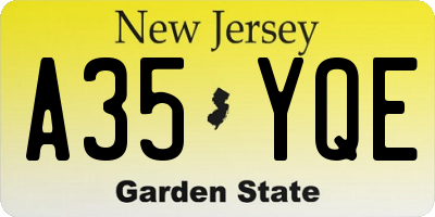 NJ license plate A35YQE