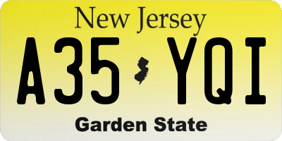 NJ license plate A35YQI