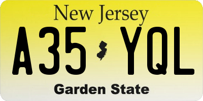 NJ license plate A35YQL