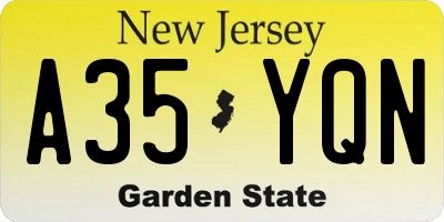 NJ license plate A35YQN