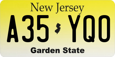 NJ license plate A35YQO