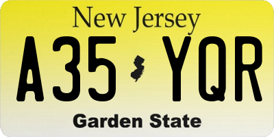 NJ license plate A35YQR