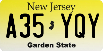 NJ license plate A35YQY