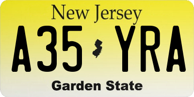 NJ license plate A35YRA