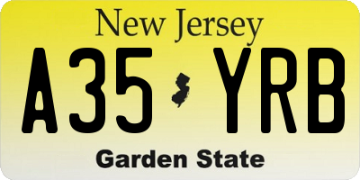 NJ license plate A35YRB