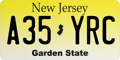 NJ license plate A35YRC
