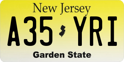 NJ license plate A35YRI