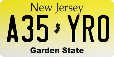 NJ license plate A35YRO