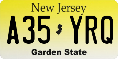 NJ license plate A35YRQ